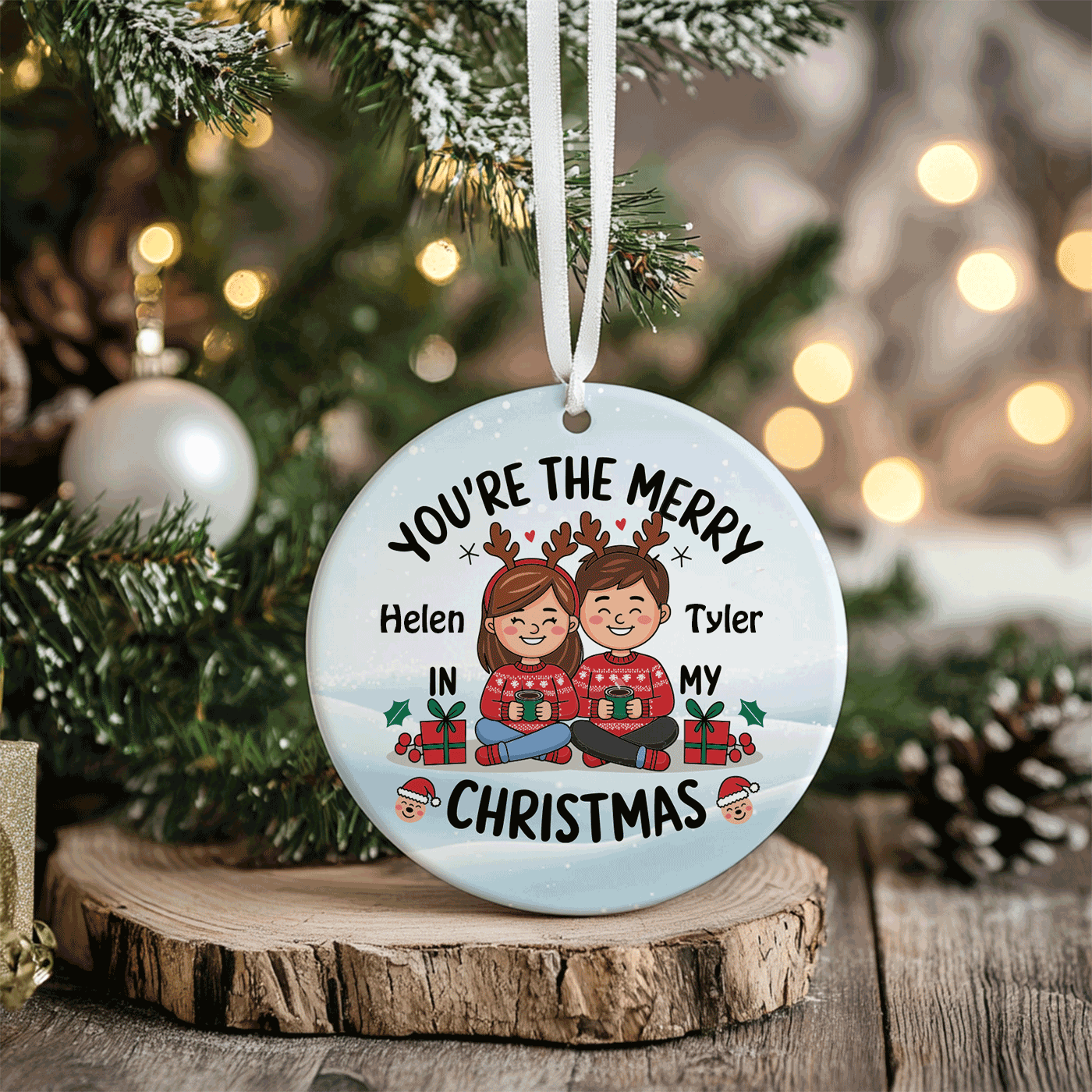You're the Merry in My Christmas Ornament | Cute Holiday Decor for Couples | Ceramic Ornament